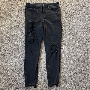 American Eagle Outfitters Black Distressed Skinny Jeans